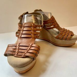 Platform Sandal, Neutral, Woven Leather